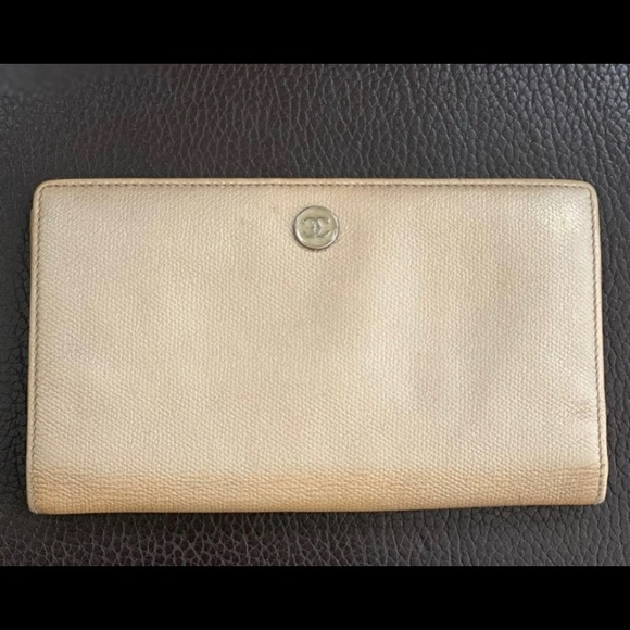 CHANEL CREAM LONG CC CAVIAR FLAP WALLET - Picture 5 of 14